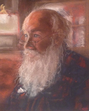 Bearded man drawing