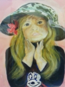 Girl in hat painting