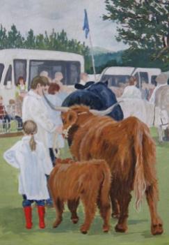 Highland cows painting