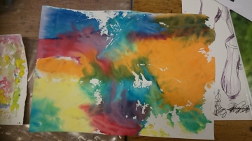 swirly colourful watercolour painting