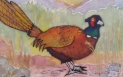 pheasant silk painting