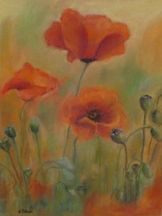 Fallen Heroes Norma Polson pastel drawing of poppies