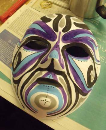Purple black silver swirly mask