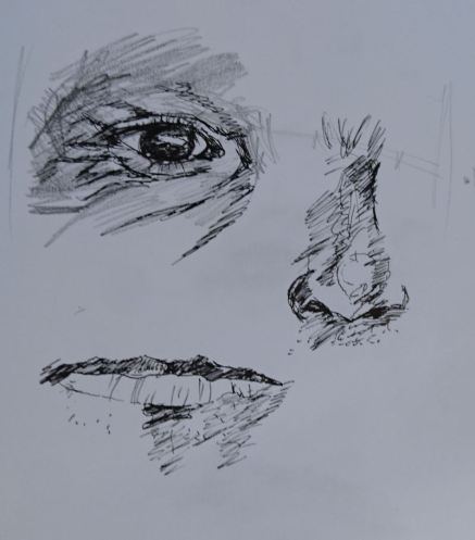 Practice sketches of facial features